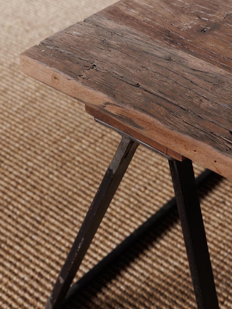 שולחן קפה סלון עץ וברזל