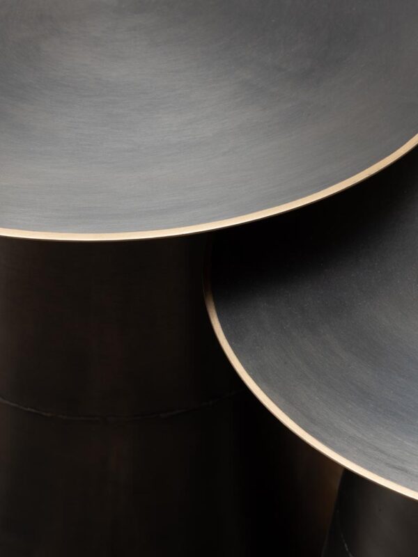 סט 2 שולחנות צד מתכת אפור מט