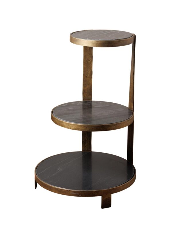 שולחן צד שלוש קומות שיש ופליז